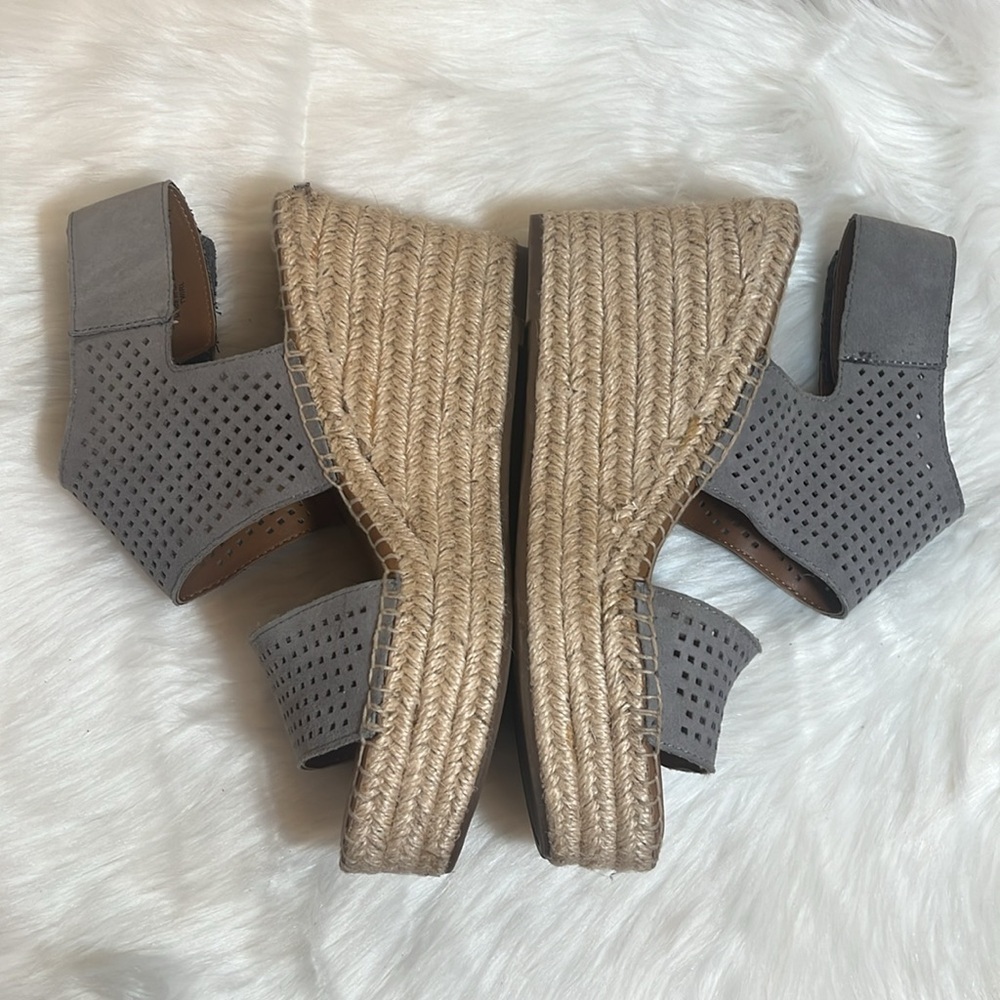 Franco Sarto Grey Wedge Open Toe Sandal - Picture 4 of 10